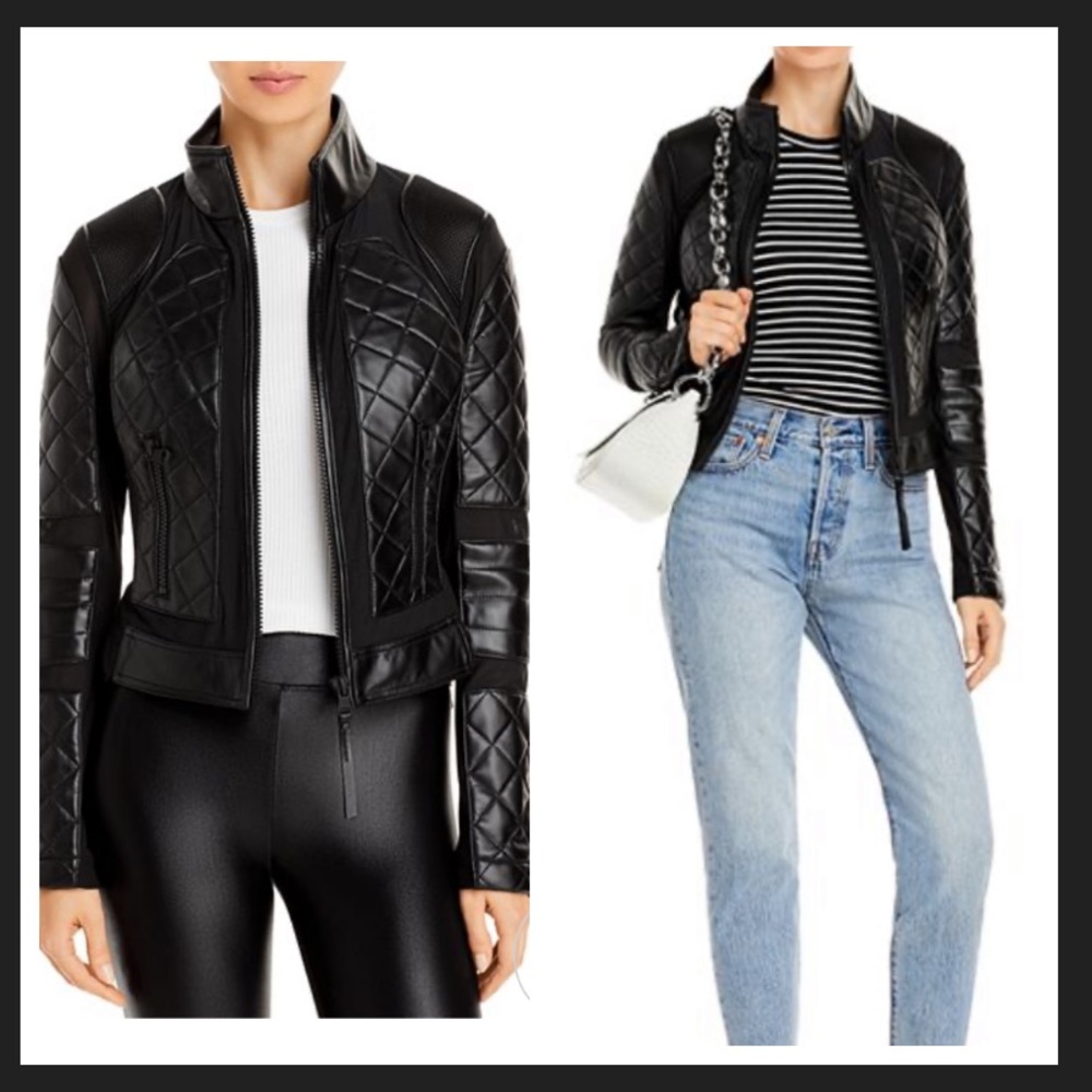 Blanc Noir Leather & Mesh Moto Jacket - Picture 6 of 13